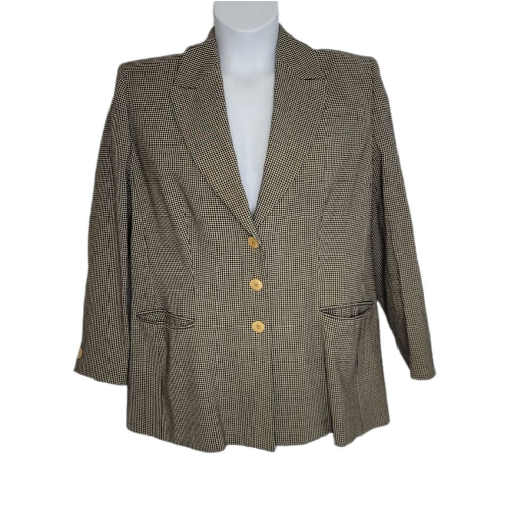 VINTAGE 90s Giorgio‎ Armani blazer checkered plaid boxy oversized unisex 48/XL